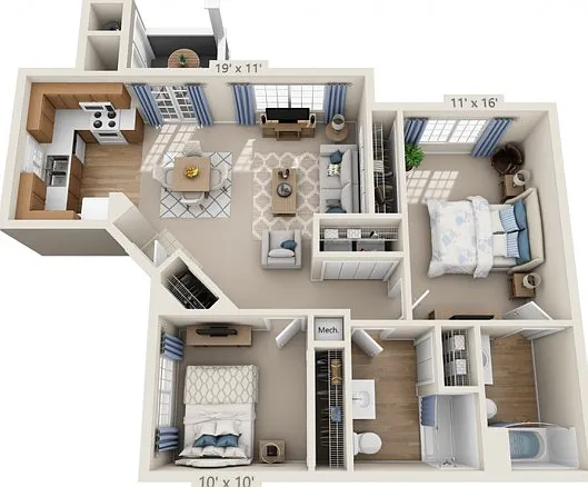 Floor plans are artist's rendering. All dimensions are approximate. Actual product and specifications may vary in dimension or detail. Not all features are available in every apartment. Prices and availability are subject to change. Floor plans are artist