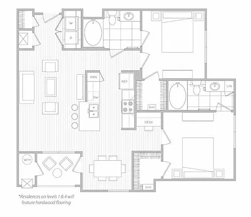 Floor plan 2 Bed 2 Bath