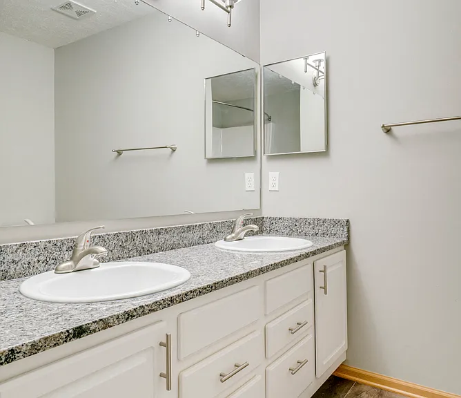 Enjoy dual sinks in the primary bathroom.