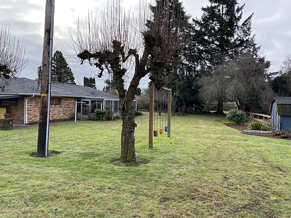 Flat, large backyard