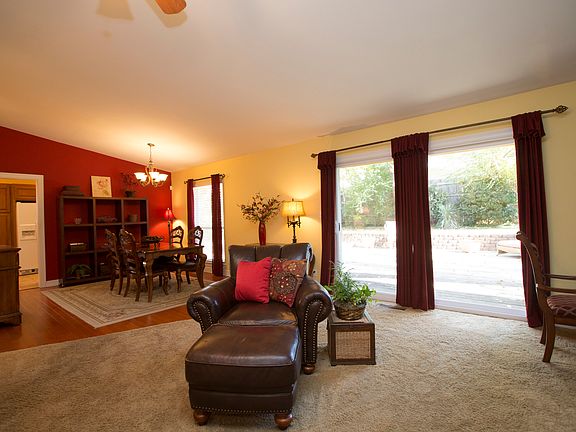 Alternate view of Family Room reveals new sliding door to backyard deck.