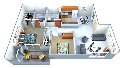 Floor plan Two Bedroom MKT