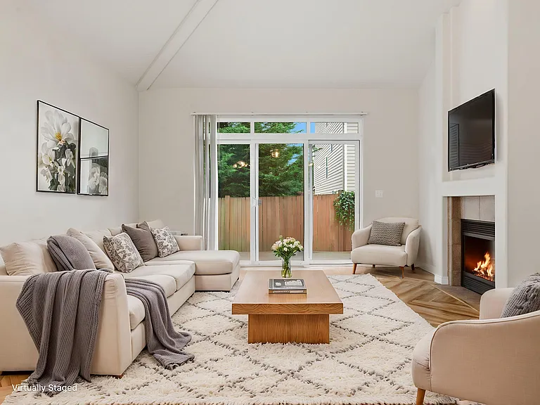 Living room on main level, virtural staged