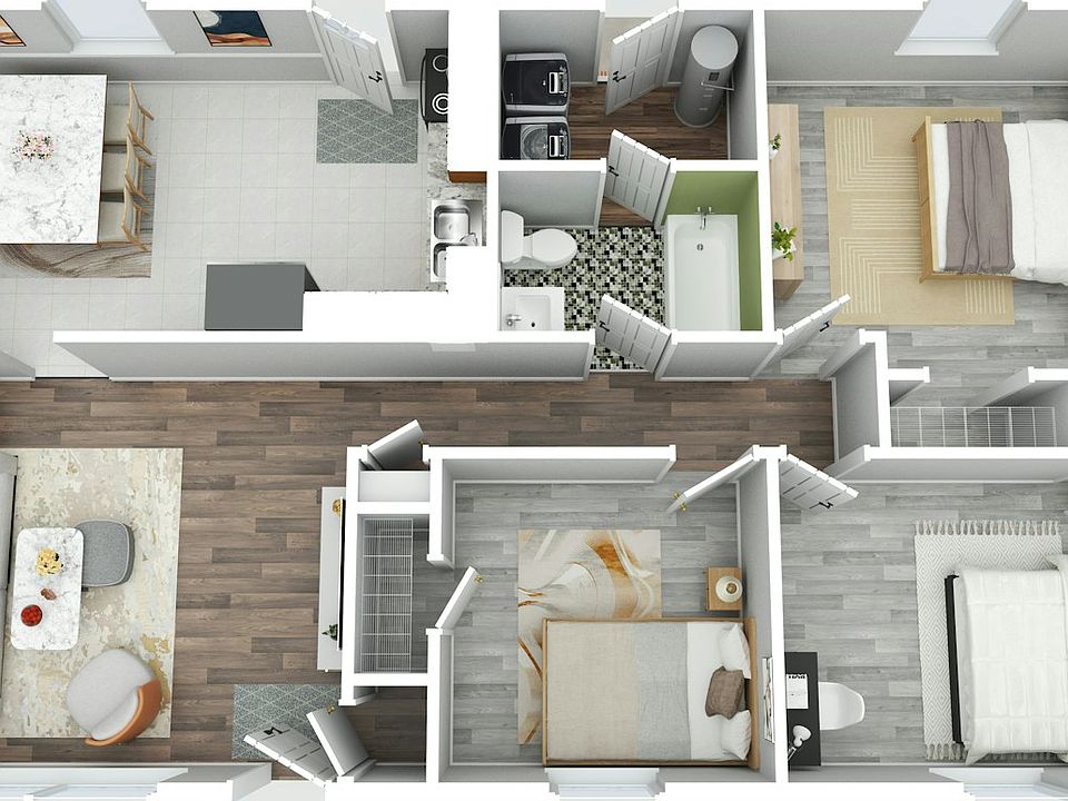 3D Version of the house layout furniture not included.