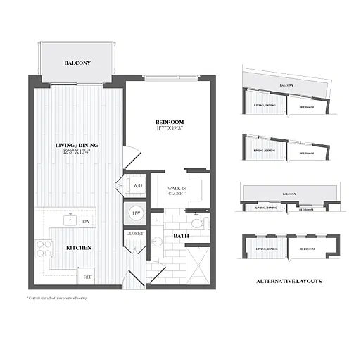 Floor plan 1 Bed/1 Bath-A1a 367 Orange