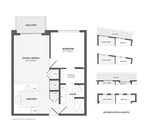 Floor plan 1 Bed/1 Bath-A1a 367 Orange