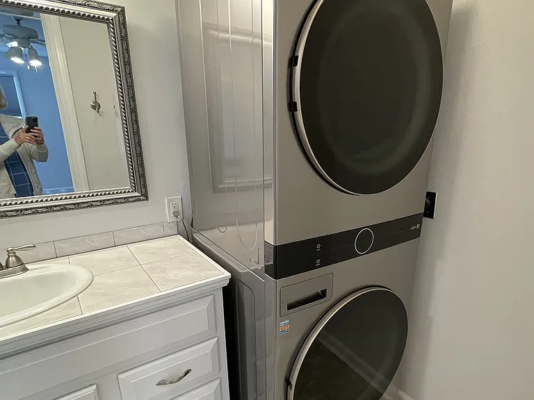 LG washer and dryer, close up view.