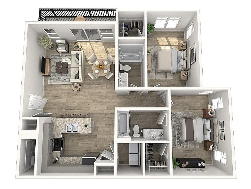 Floor plan 2X2-979-Renovated