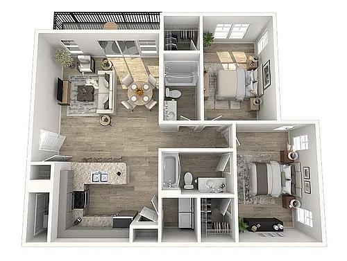 Floor plan 2X2-979-Renovated