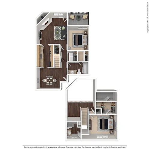 Floor plan Two Bedroom, Two Bathroom Town