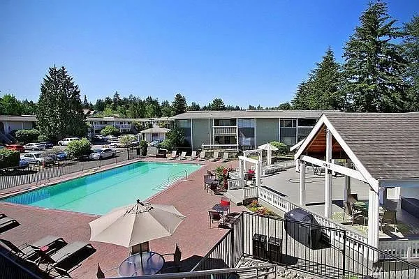 Recreation Area: Large Heated Pool, Hot Tub, and Covered Patio Area