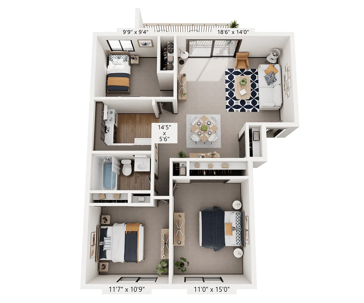 Floor plan Mount Vernon: 3 Bedroom