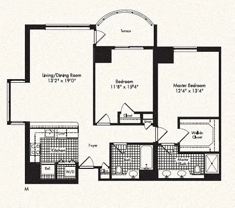Floor plan M 2Bed 2 Bath