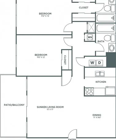Two Bedroom Two Bath (1,071 SF) Two Bedroom Two Bath (1,071 SF)