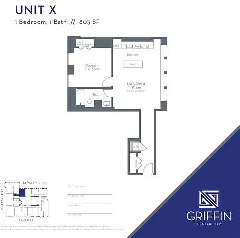 Floor plan X 1 Bedroom 1 Bath