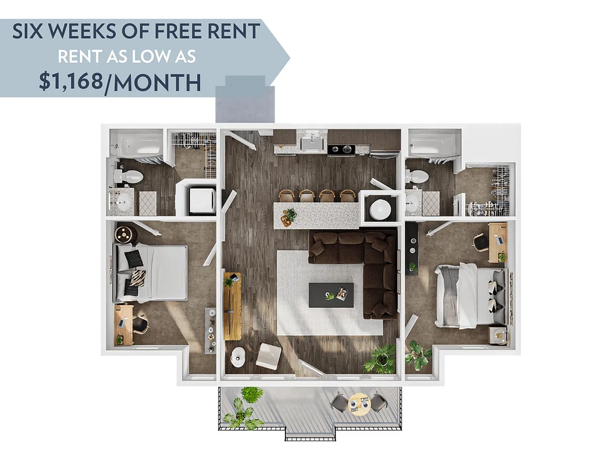Floor plan 2BR/2BA - Hyalite