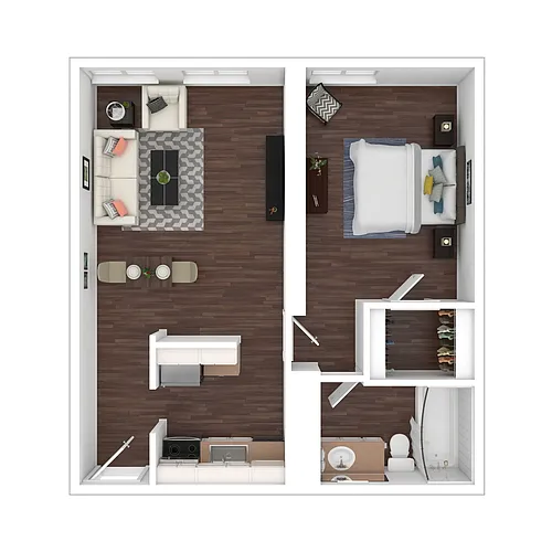 Floor plan 1 Bedroom/1 Bath