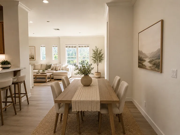 Dining area virtually staged