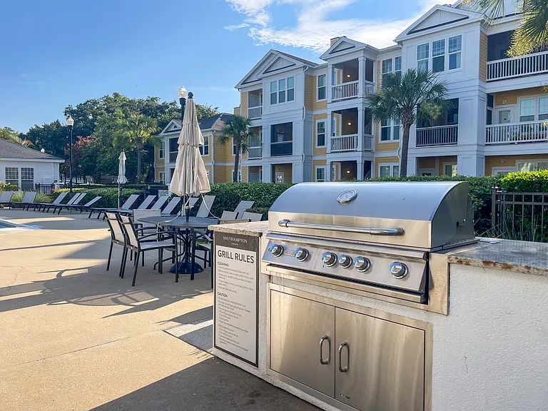 One of the grills at the pool