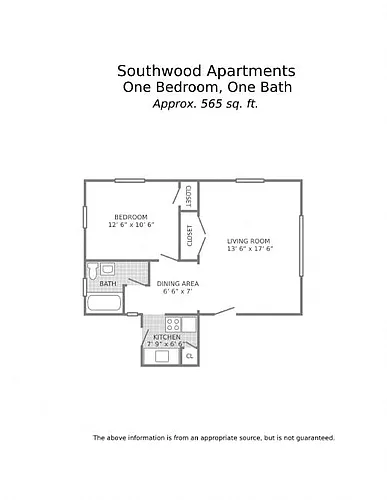Floor plan 1 Bedroom 1 Bath_565 sq ft