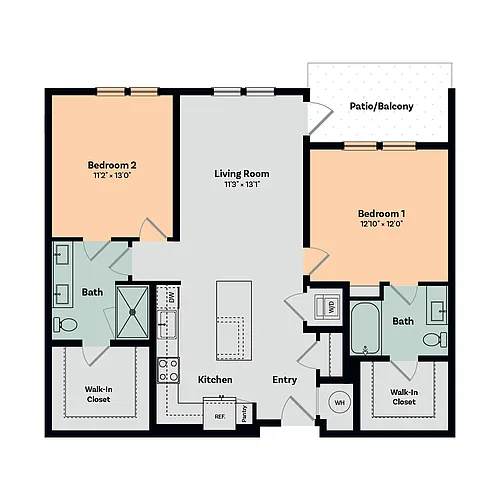 Floor plan 2 Bed / 2 Bath