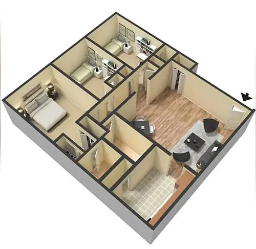Floor plan 3 Bedroom 1.5 Bathroom Upgrade