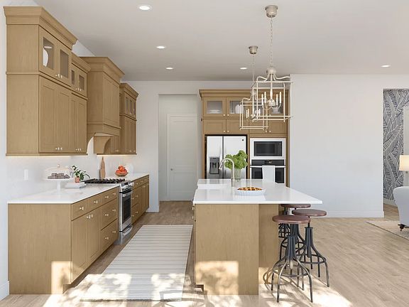 Kitchen with quartz island and countertop