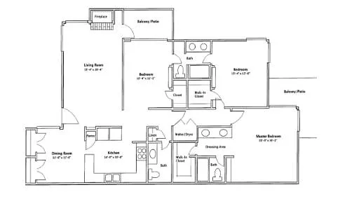 Floor plan 3 Bedroom 2 Bathroom - A1- Deluxe