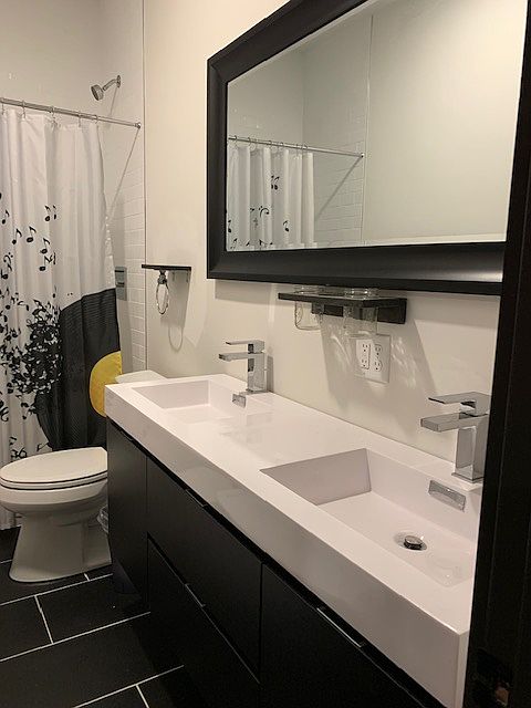double sink bathroom shared with one other tenant