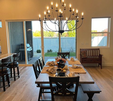 Dining area and sliding glass doors to outdoor dining area