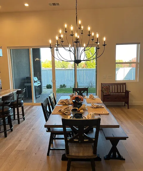 Dining area and sliding glass doors to outdoor dining area