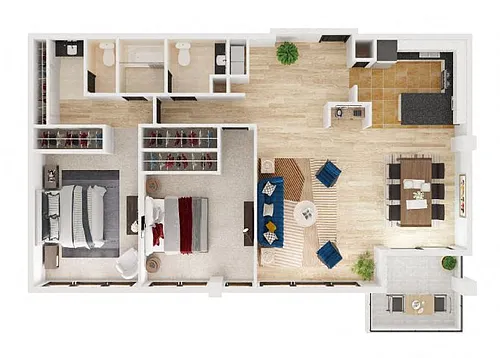 Floor plan 2 Bed 1 Bath