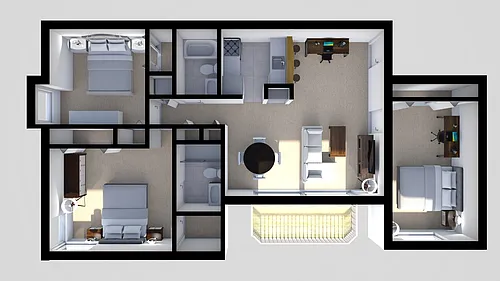Floor plan 2 Bedrooms and Den