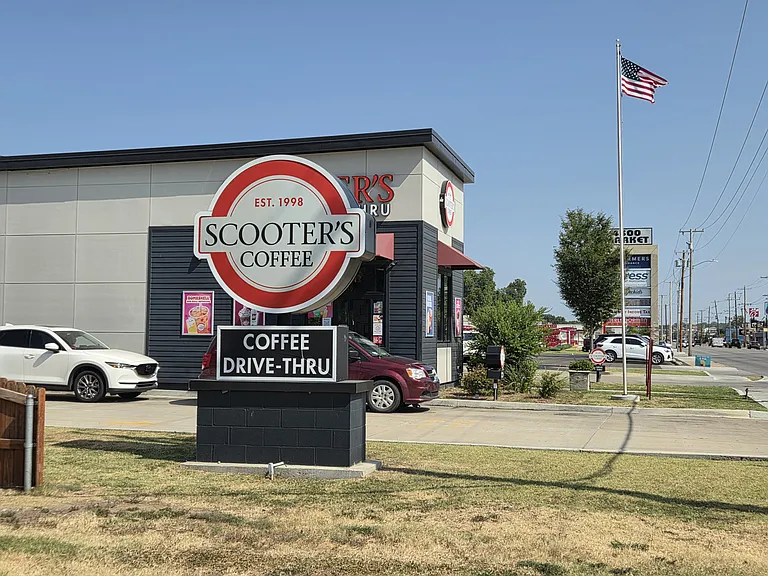 Residents grab coffee at Scooter's at 43rd & S. Peoria, with a convenient drive-thru.