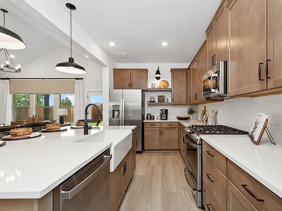 Kitchen with floating shelves