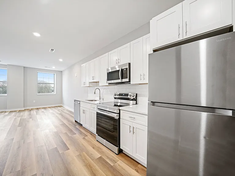 Modern kitchen with stainless steel appliances