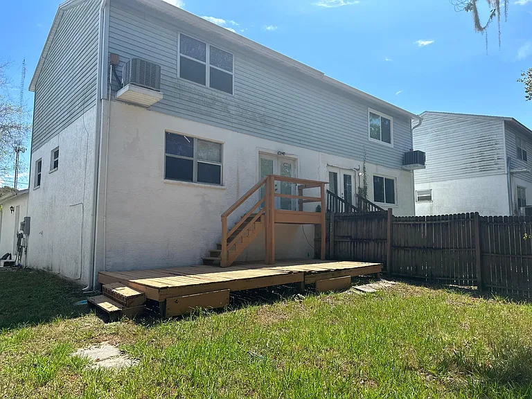 Private backyard attached deck