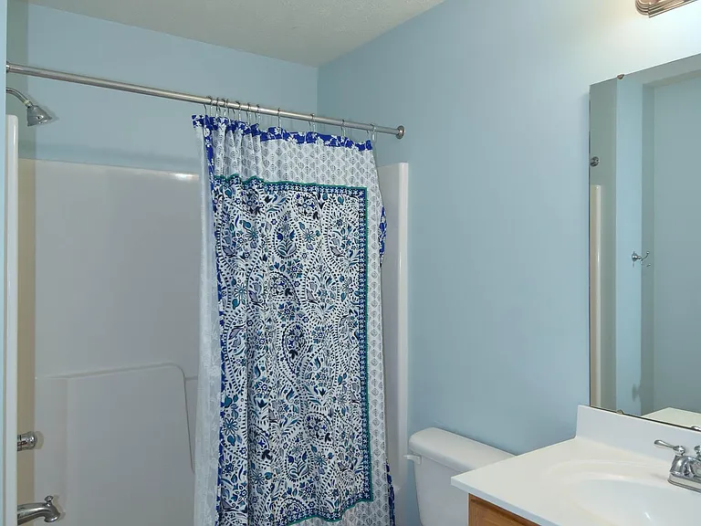The hallway bath is good sized