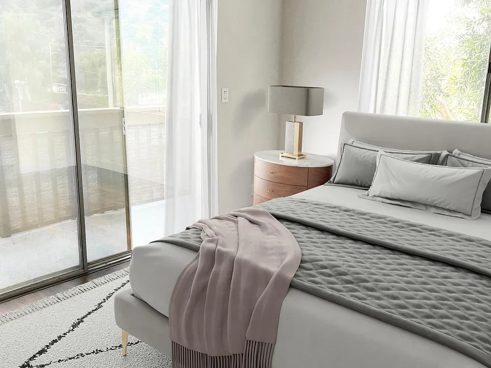 Huge Bedroom with huge closet and very large windows with its own balcony
