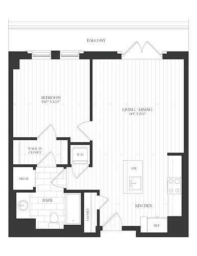 Floor plan 1 Bed/1 Bath-1B-1C-The Claude
