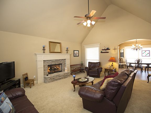 Great room stone fireplace