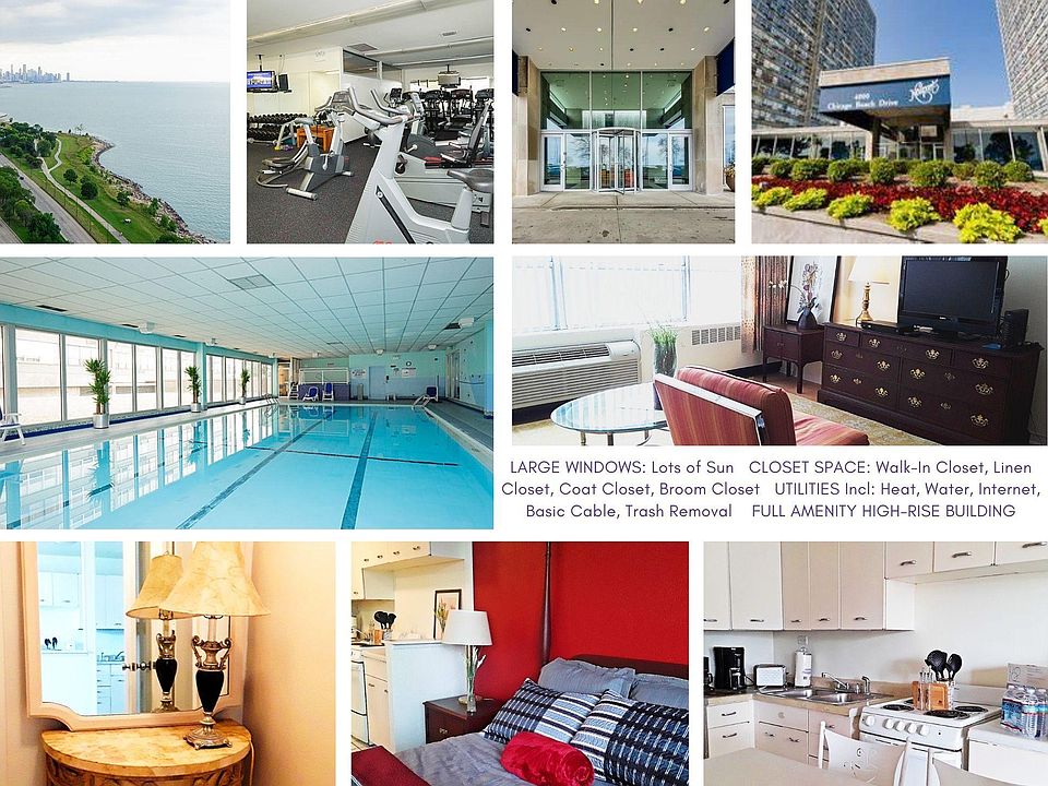Photo Collage of High-rise Full amenity Condo Building and Furnished Studio Unit