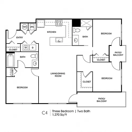 Floor plan C5: 3 Bed 2 Bath