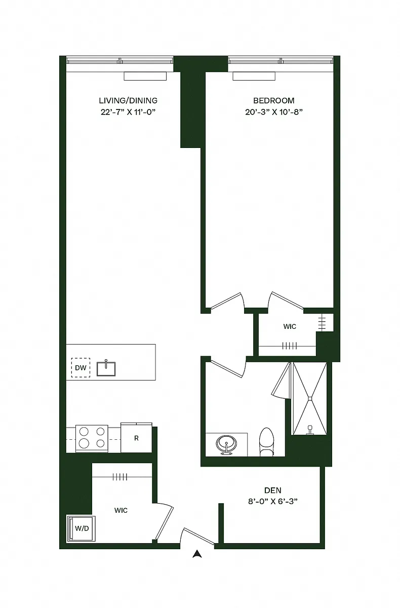 Floor plan Residence 13 - 1BR 1BA