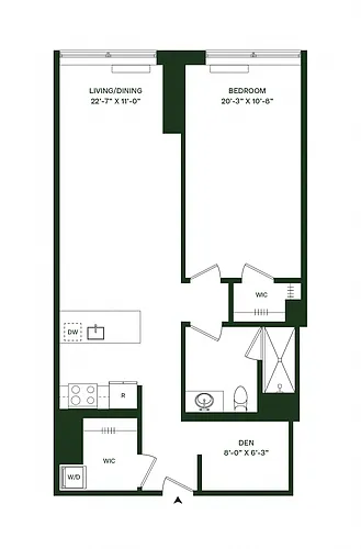 Floor plan Residence 13 - 1BR 1BA