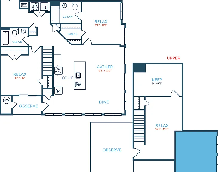 1727 Quincy B2B Loft Floorplan Diagram