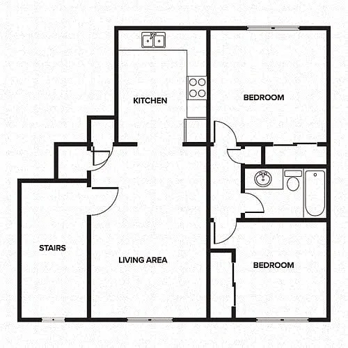 Floor plan 2 bedroom, 1 bath