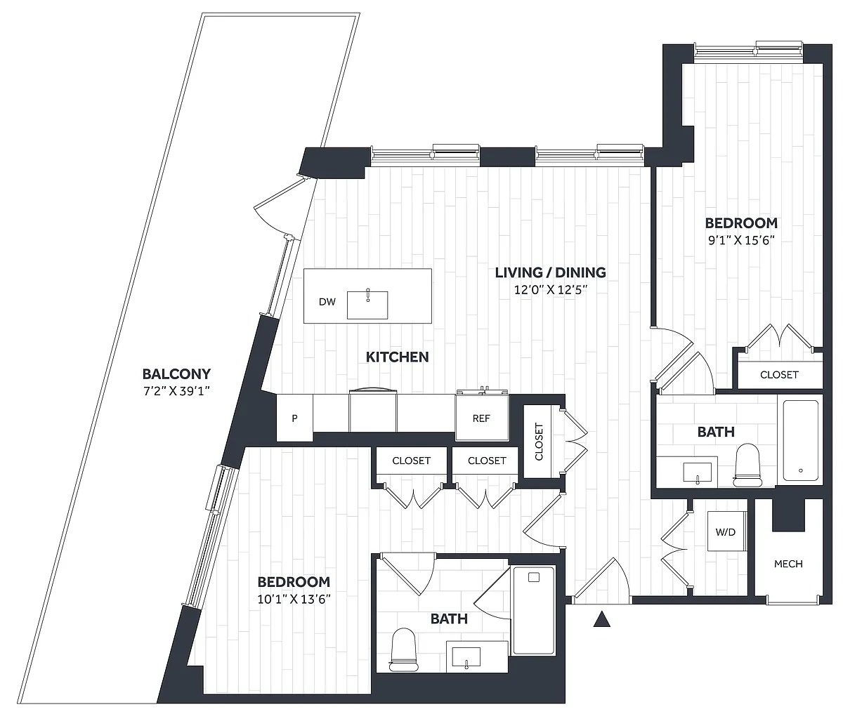 Floor plan 2 Bed/2 Bath PH - Stratos - CC19
