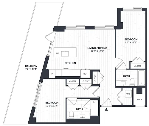 Floor plan 2 Bed/2 Bath PH - Stratos - CC19