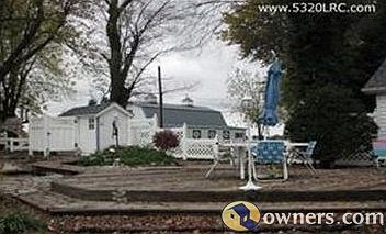 Large deck and patio with outdoor shower